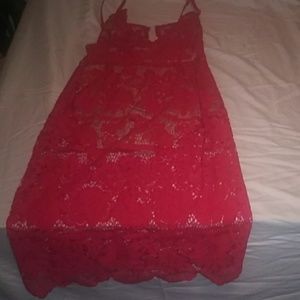 For Love & Lemons Red Lace Mini